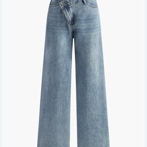 Commense Asymmetric Waist Wide-Leg Jeans
